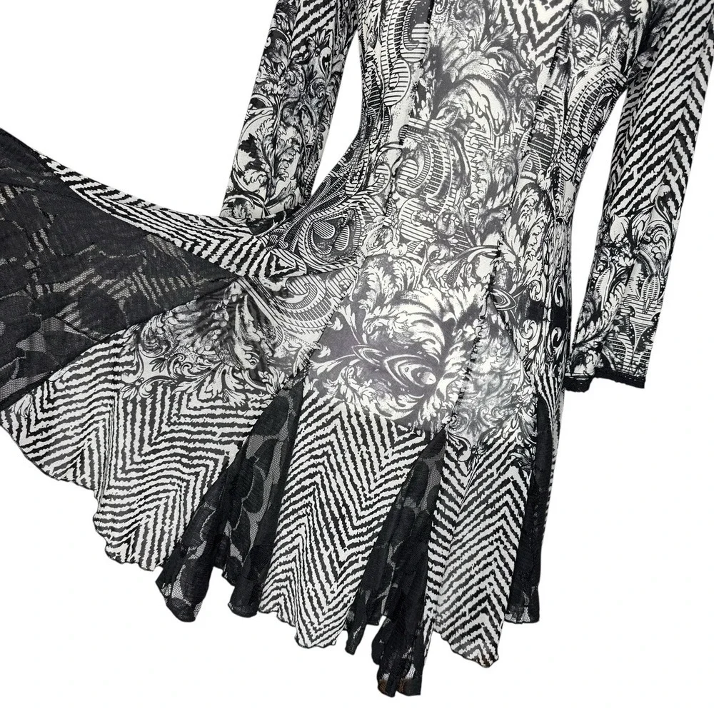 Mechant Y2K Vintage Tunic Top S/M Fairy Whimsigoth Sheer Asymmetrical Lace Shirt